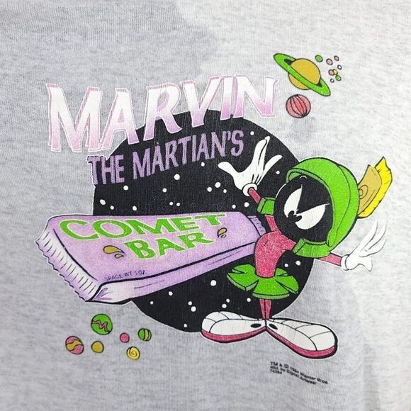 Marvin The Martian Sweatshirt Hoodie Vintage 90s Looney Tunes Made In USA Mens - Picture 2 of 9
